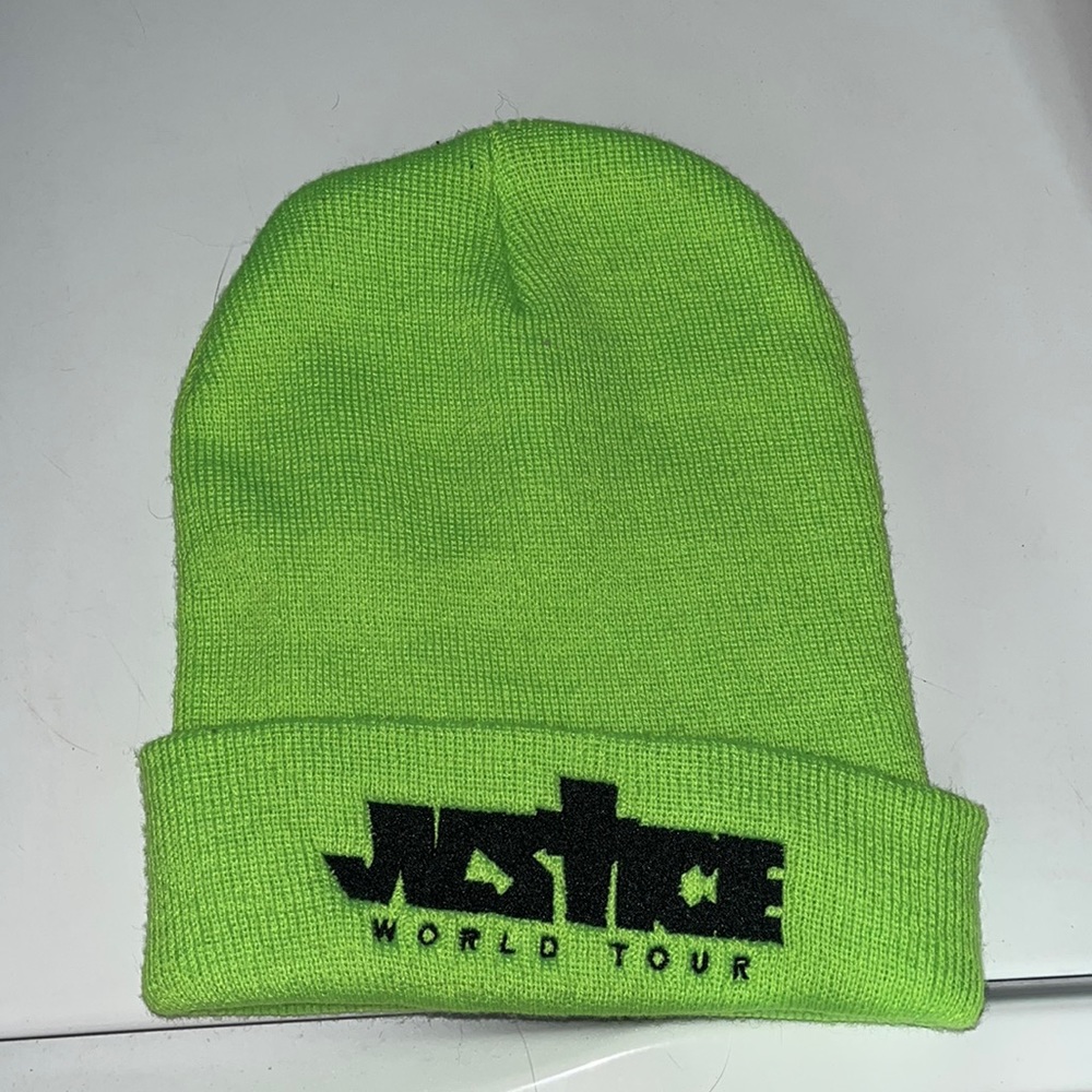 Justice world tour beanies Justin Bieber neon green hat
